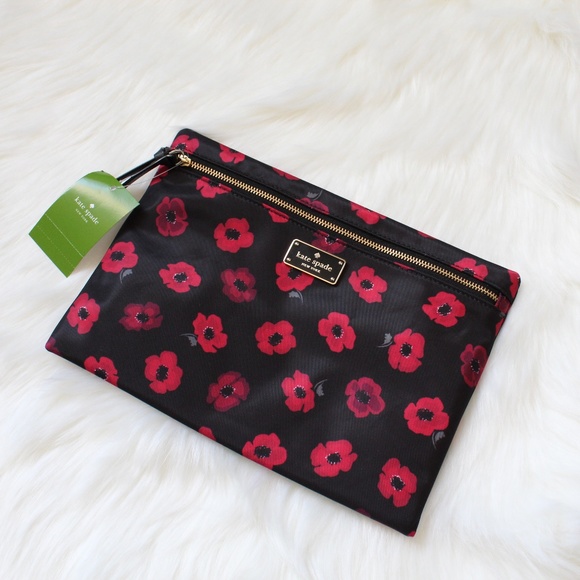 Kate Spade Clutch Pouch Red Floral Bag - Picture 2 of 8